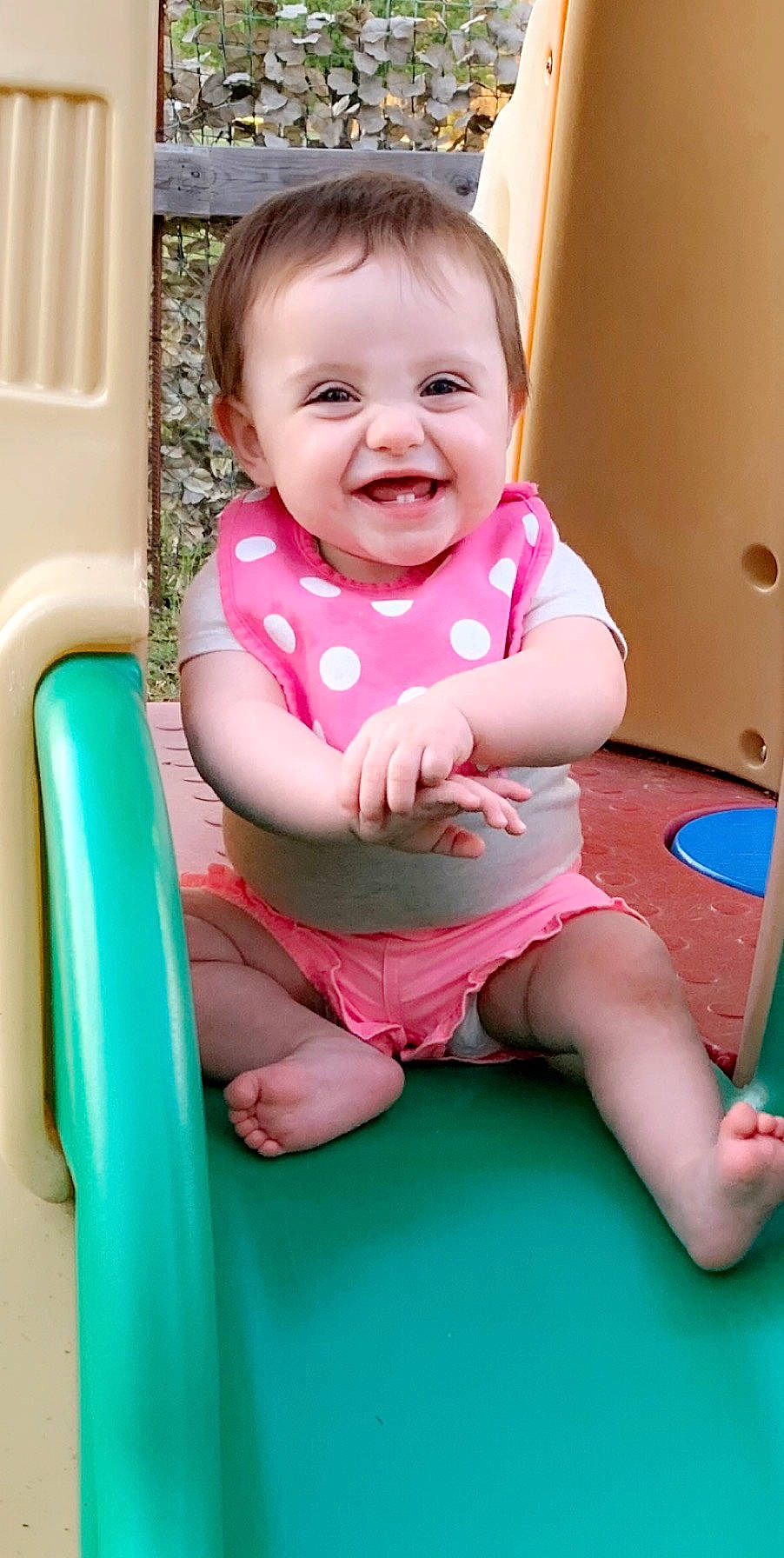 Madalyn joined the competition — help win amazing prizes! baby, baby_toddler_clothing, beauty, child, facial_expression, joy, person, pink, play, potty_training, sitting, skin, smile, toddler