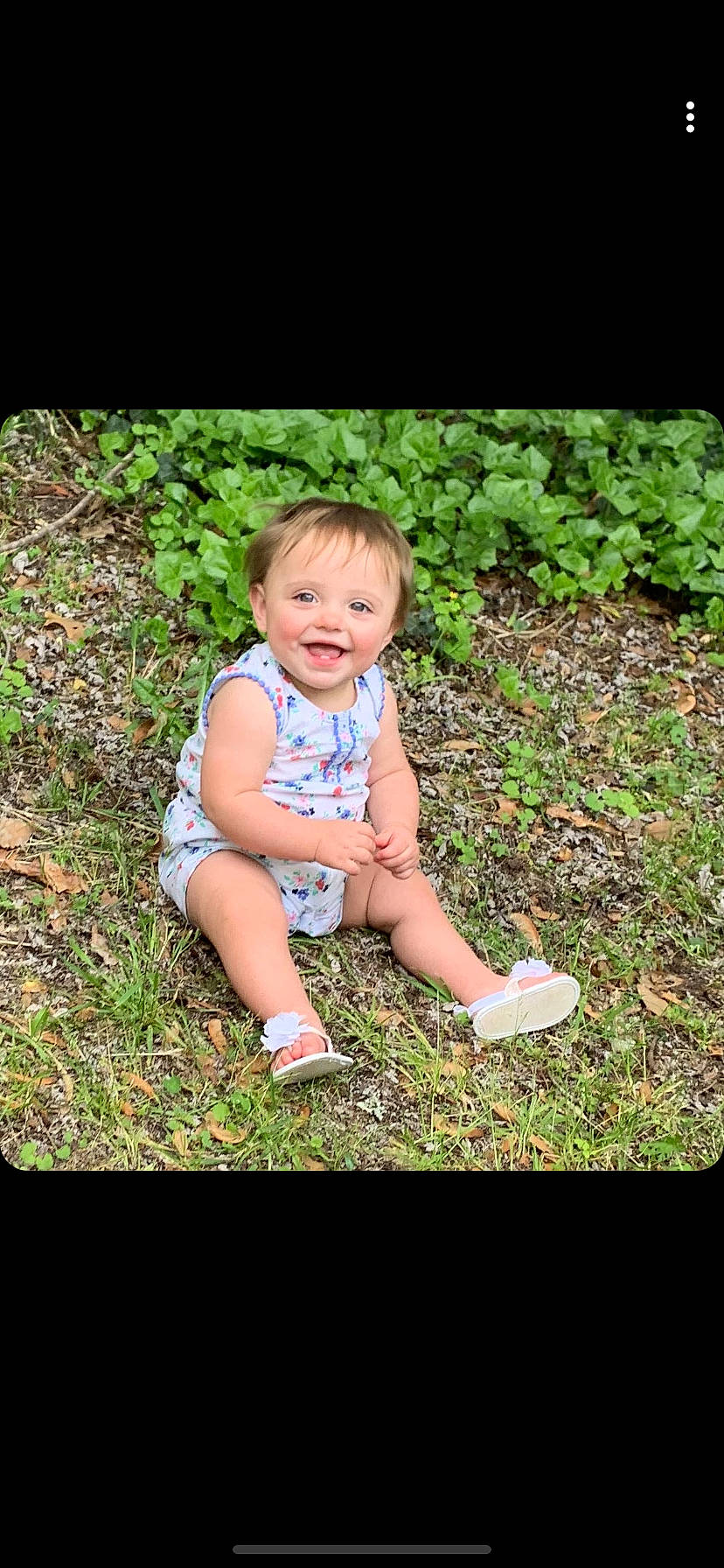 Madalyn is registered to the contest to win money with this photo: baby, child, grass, green, joy, leg, person, photograph, photography, plant, play, portrait, sitting, smile, summer, toddler