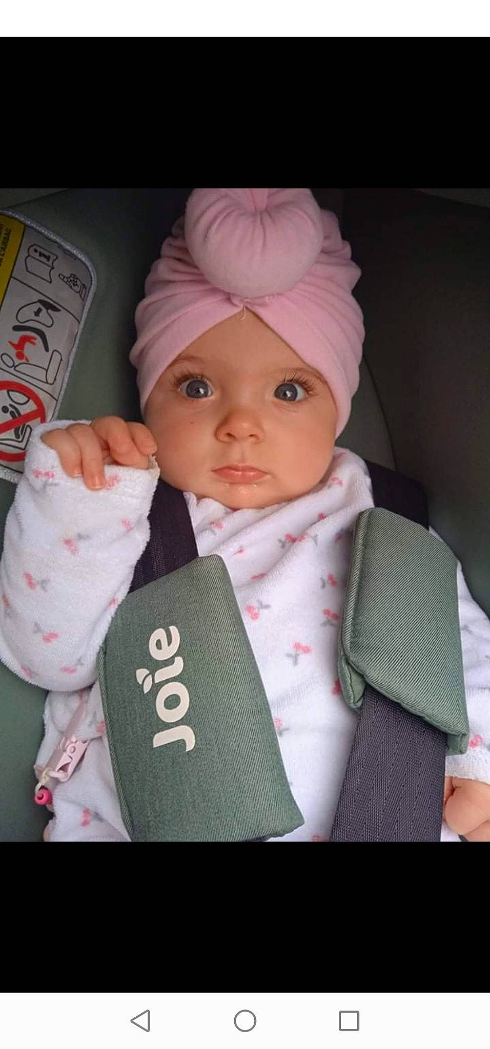 Mya participe au concours pour gagner de l'argent avec cette photo : baby, baby_toddler_clothing, cap, cheek, chin, eye, eyebrow, eyelash, facial_expression, human, knit_cap, linens, lip, nose, outerwear, pink, skin, sleeve, textile, toddler