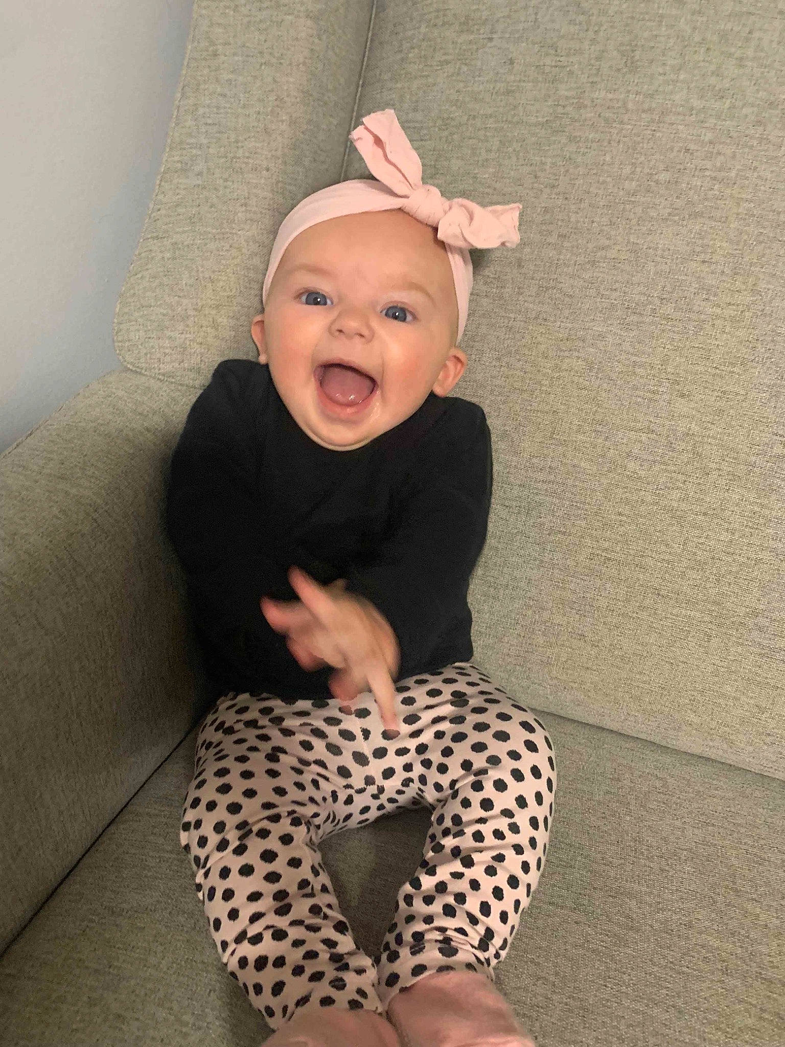 Kinlee joined the competition — help win amazing prizes! arm, baby, baby_toddler_clothing, clothing, eye, face, finger, flooring, happy, head, headgear, human_body, human_leg, knee, leg, pattern, person, sleeve, smile, toddler