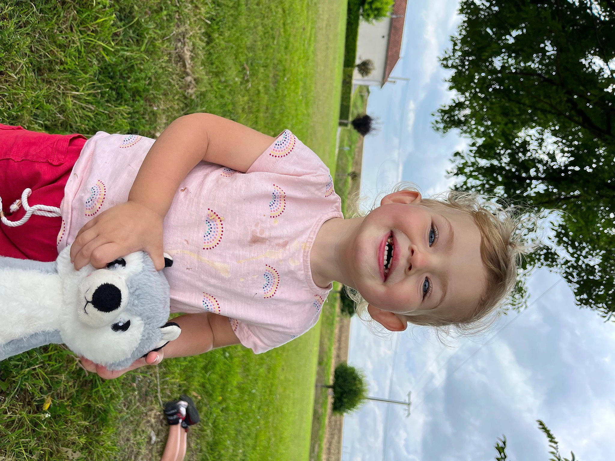 Mady participe au concours pour gagner de l'argent avec cette photo : ball, child, cloud, facial_expression, football, fun, grass, green, happy, joy, leisure, people, people_in_nature, person, plant, sky, smile, sports_equipment, toddler, toy