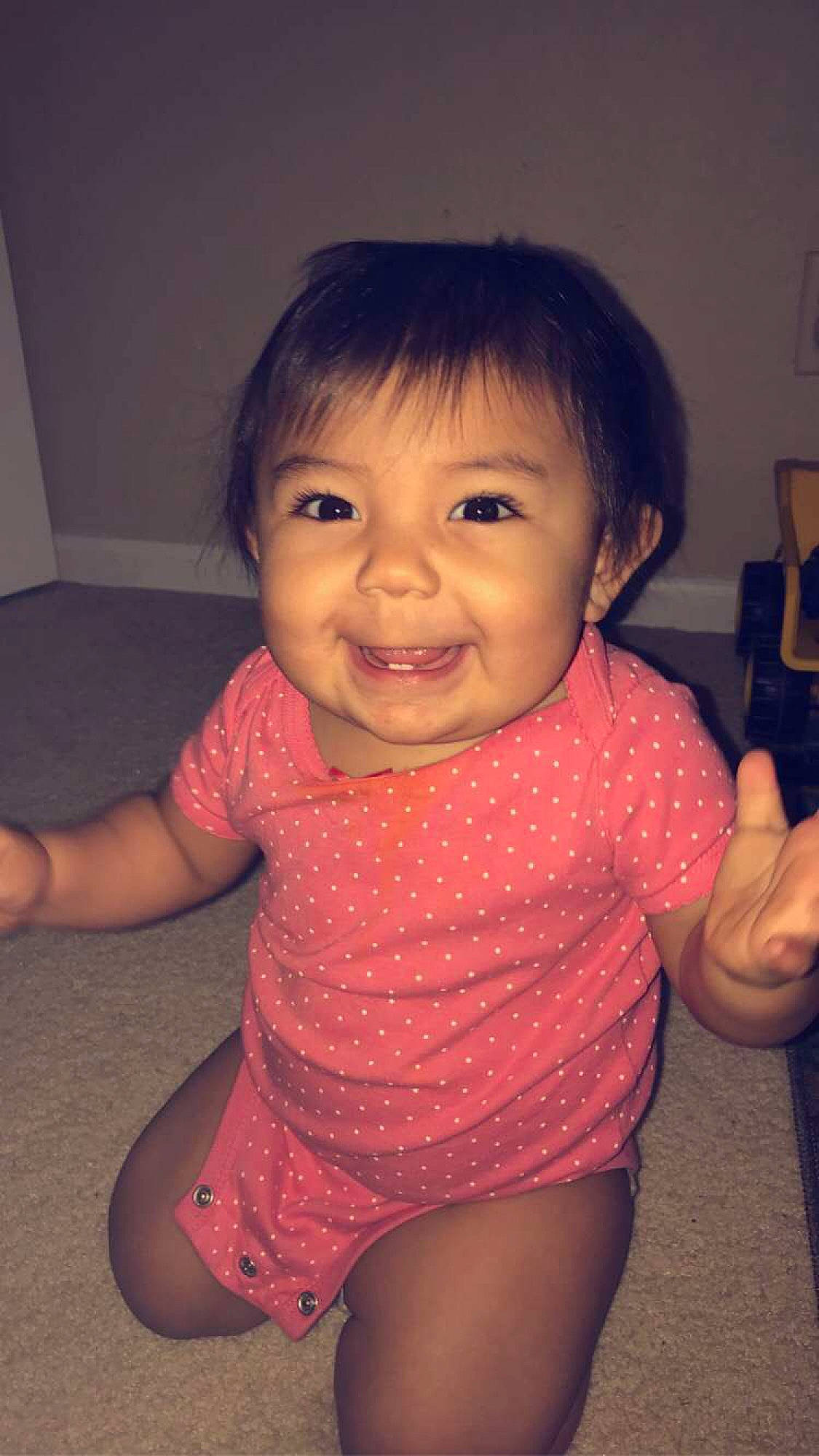 Jocelynn joined the competition — help win amazing prizes! arm, baby, beauty, cheek, child, chin, face, finger, fun, hand, head, iris, joy, leg, lip, person, pink, shoulder, skin, smile