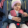 baby, car_seat, child, infant, seatbelt, knit_hat, clothing, car_interior, safety, cute, portrait, hands, seat, pink, white, fabric, straps, child_safety, indoor, young_child