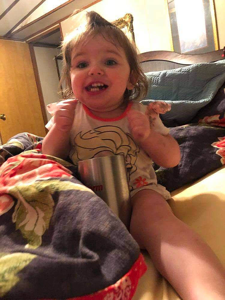 Makinzley Smith is registered to the contest to win money with this photo: arm, child, finger, leg, person, sitting, thumb, toddler