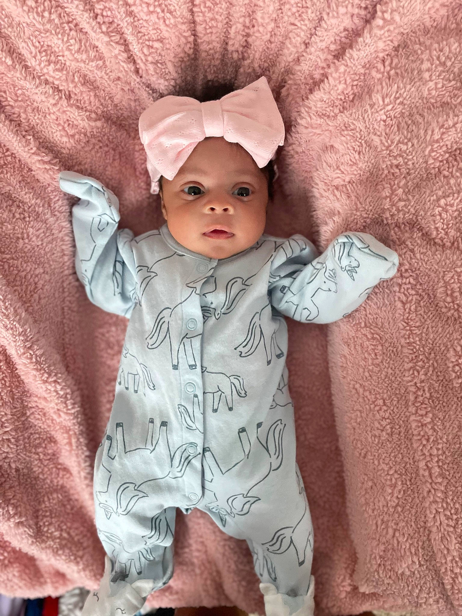 Emmie joined the competition — help win amazing prizes! baby, baby_toddler_clothing, cheek, child, comfort, eye, face, fashion_accessory, happy, headgear, headwear, linens, lip, magenta, outerwear, pattern, peach, person, pink, skin