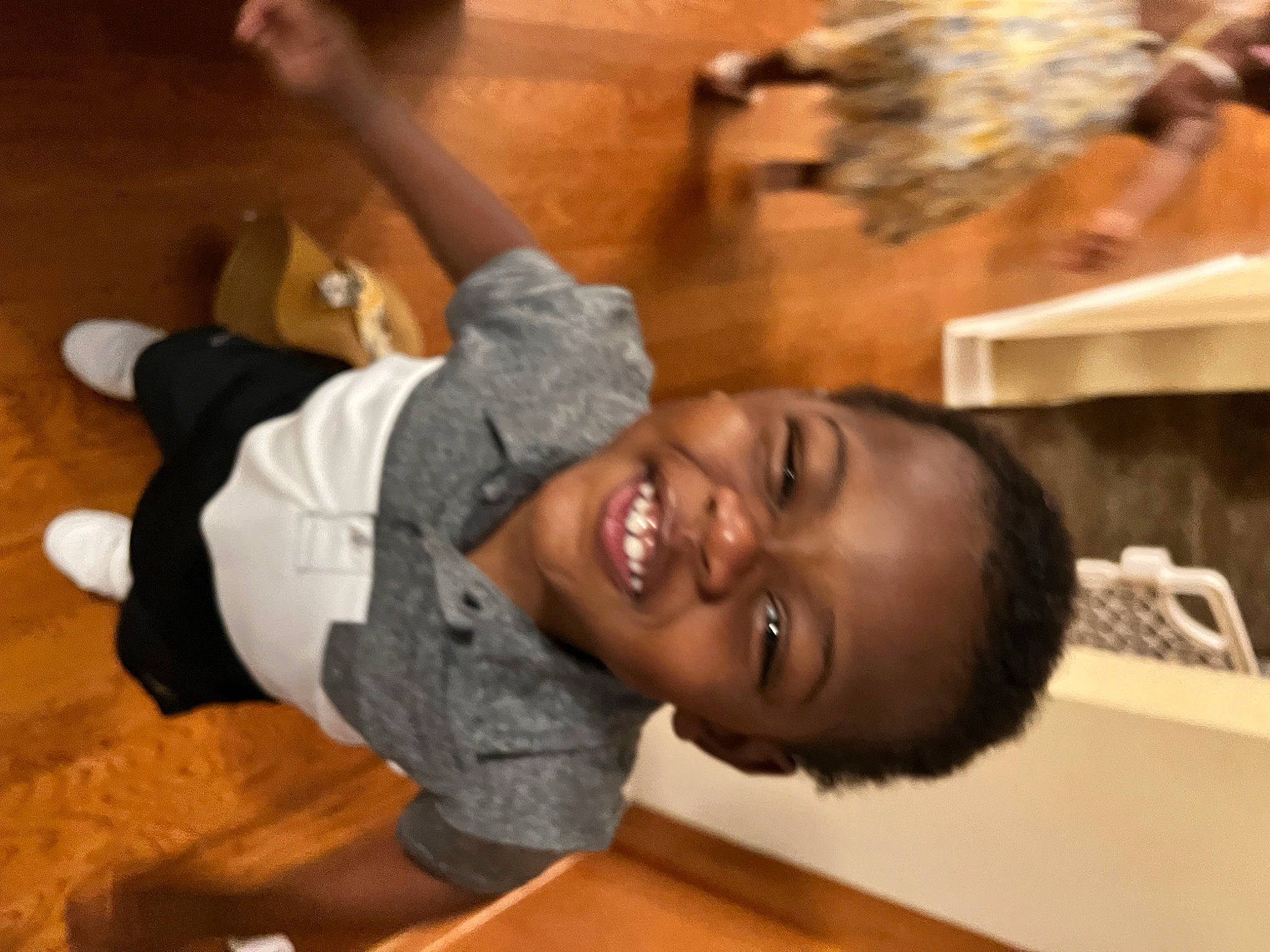 Benjamin joined the competition — help win amazing prizes! child, elbow, event, flooring, fun, gesture, happy, hardwood, joy, laugh, leisure, mouth, person, room, smile, thumb, toddler, wood, wood_flooring