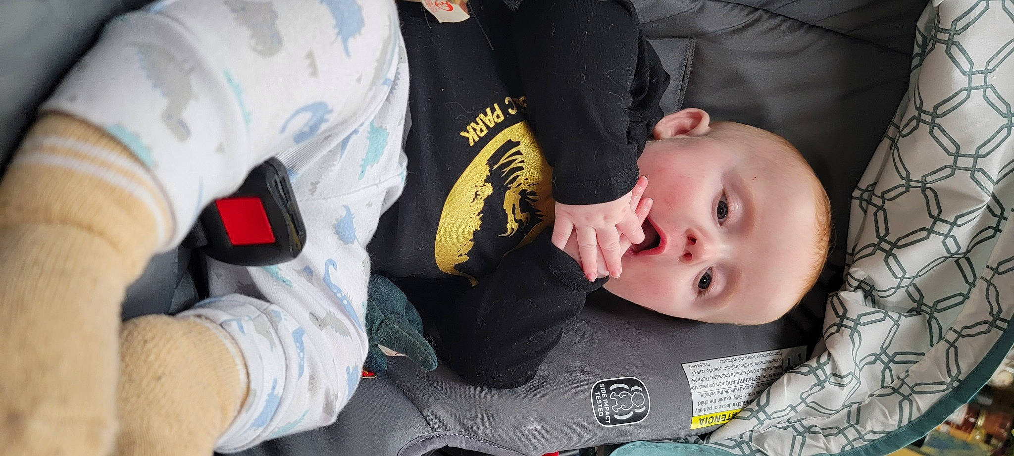 Lennon joined the competition — help win amazing prizes! baby, baby_products, baby_toddler_clothing, carmine, cheek, child, comfort, cool, elbow, eyelash, finger, gesture, glove, happy, headgear, person, personal_protective_equipment, sleeve, sports_gear, surprise