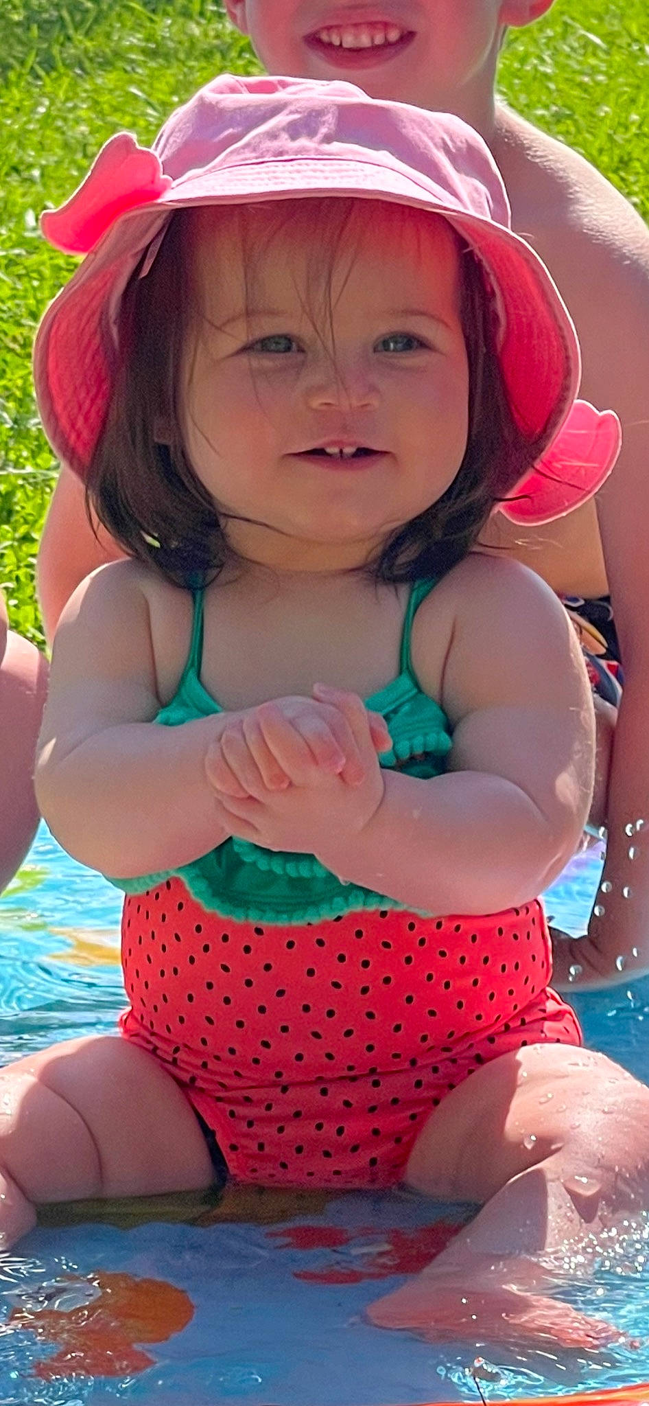 Aurora joined the competition — help win amazing prizes! baby_toddler_clothing, cap, child, face, facial_expression, finger, fun, happy, hat, headwear, leisure, lip, organ, person, photograph, pink, red, skin, smile, sun_hat