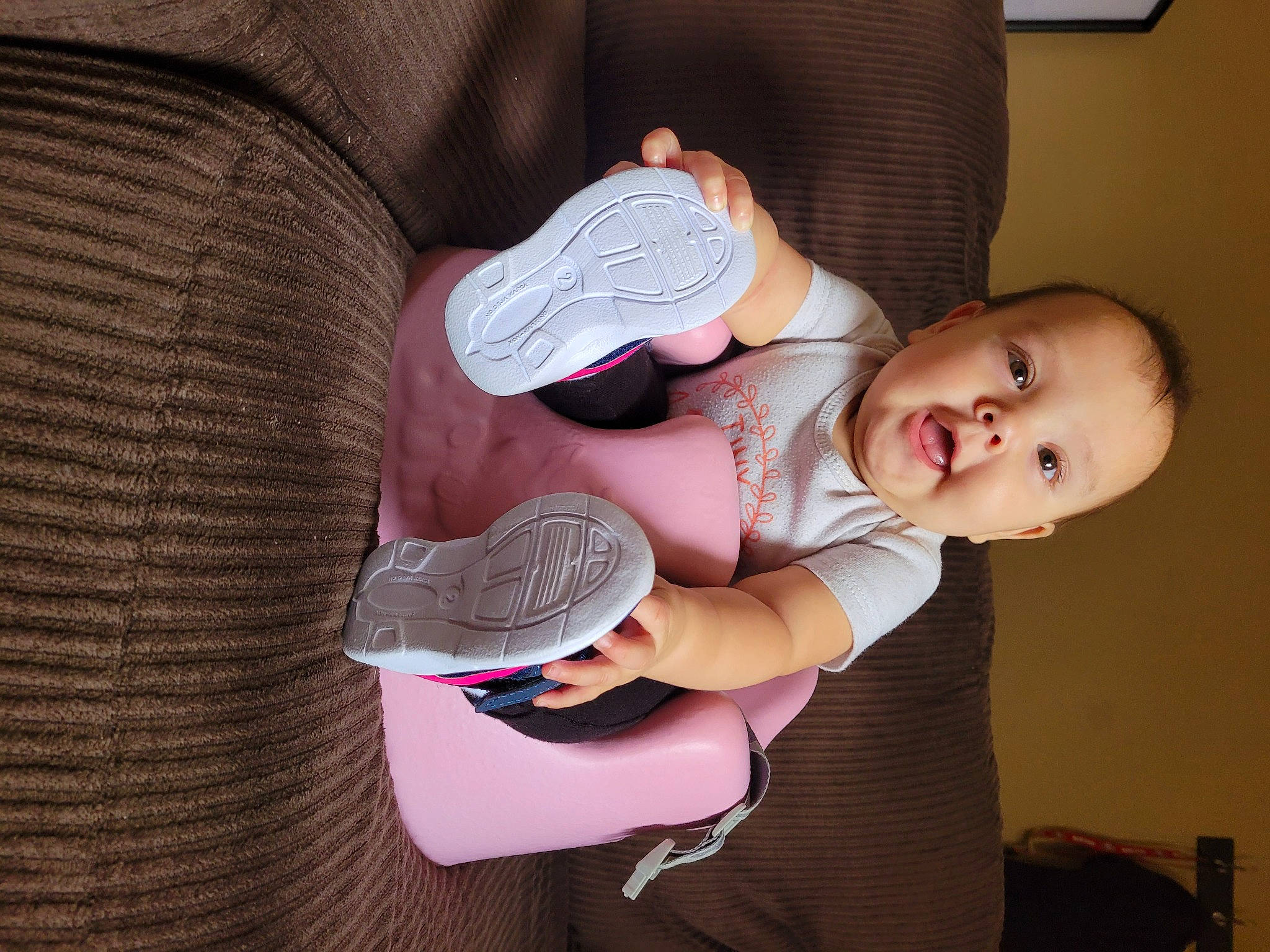 Evalynn Beverly Rae joined the competition — help win amazing prizes! baby, baby_products, baby_toddler_clothing, child, comfort, elbow, fashion_accessory, finger, gesture, hand, happy, hat, leg, nail, person, room, sitting, smile, sun_hat, tableware