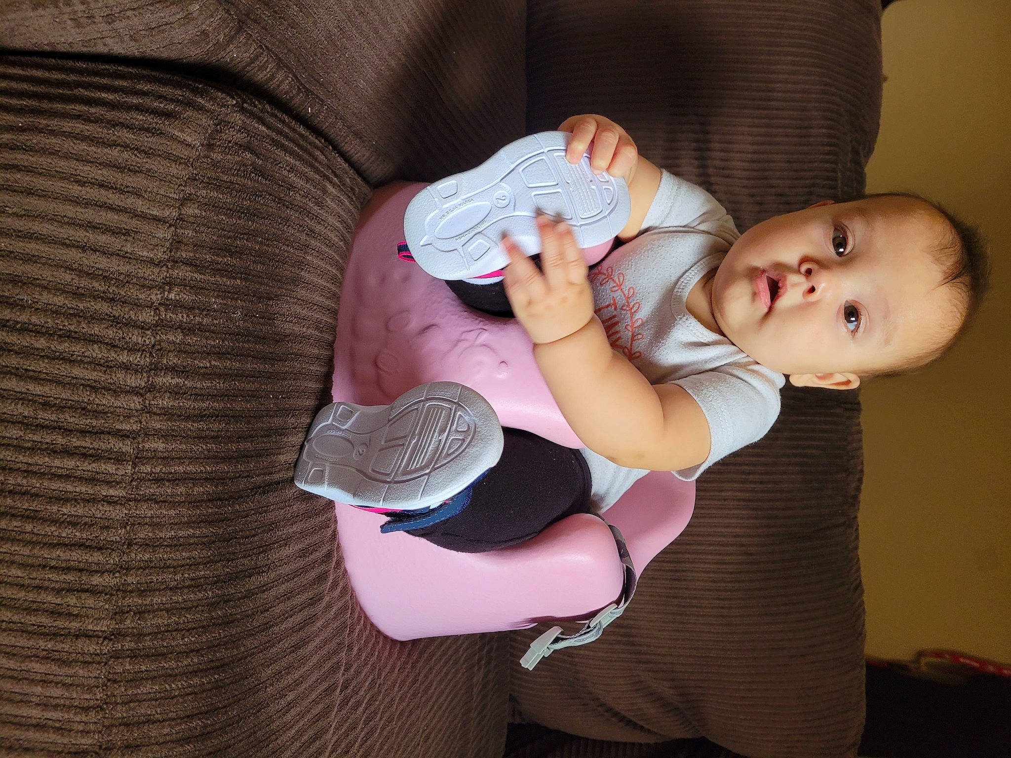 Evalynn Beverly Rae joined the competition — help win amazing prizes! baby, baby_products, baby_toddler_clothing, cheek, comfort, elbow, finger, flash_photography, foot, gesture, joint, knee, leg, nail, person, product, sitting, sleeve, surprise, thumb