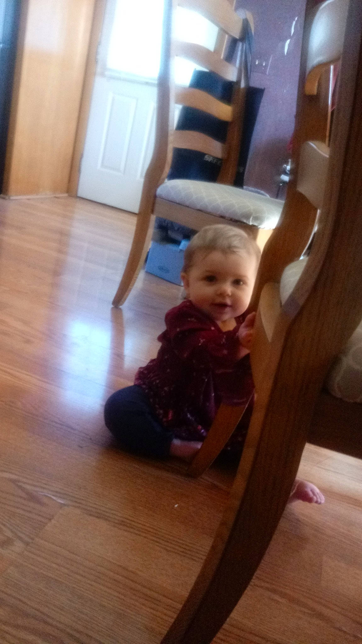 Melaney joined the competition — help win amazing prizes! chair, child, day, floor, flooring, fun, furniture, girl, hardwood, laminate_flooring, leg, person, play, product, room, sitting, standing, toddler, wood, wood_flooring