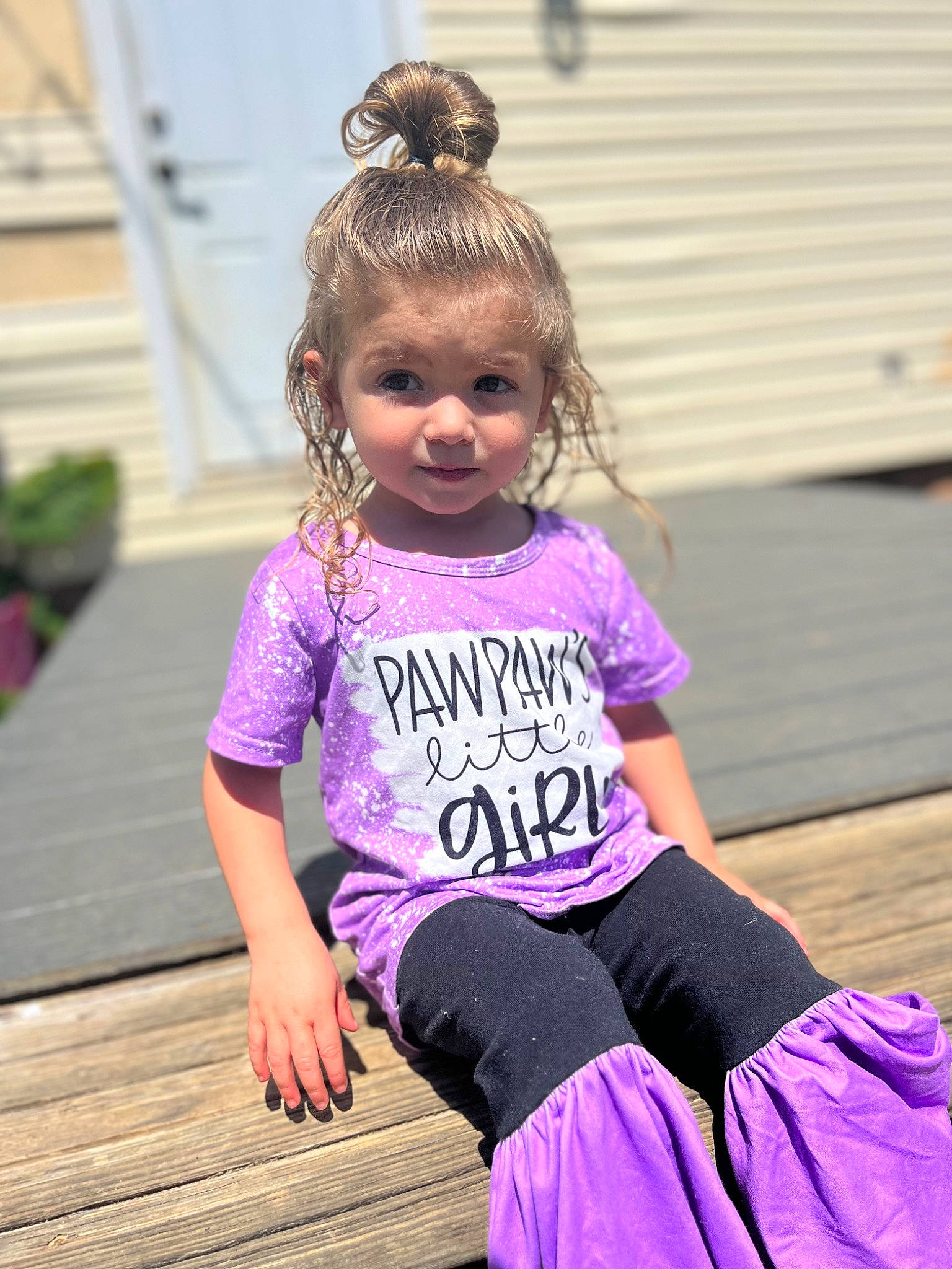 Everleigh joined the competition — help win amazing prizes! baby_toddler_clothing, blond, child, electric_blue, fashion_accessory, fun, grass, happy, human_leg, leisure, magenta, person, pink, plant, purple, sleeve, t_shirt, thigh, toddler, violet