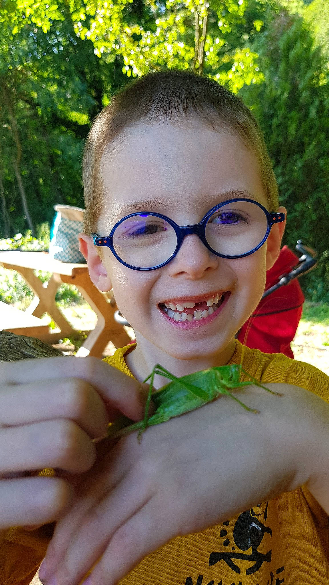 Noah participe au concours pour gagner de l'argent avec cette photo : child, eyewear, face, facial_expression, fawn, gesture, glasses, hand, happy, joy, lip, person, plant, smile, tooth