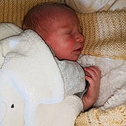 Lèven participe au concours pour gagner de l'argent avec cette photo : baby, newborn, sleeping, blanket, swaddle, hand, face, cozy, bedding, knit_blanket, plush, pillow, infant, peaceful, portrait, closeup, indoors, soft_texture, wrapped, nap