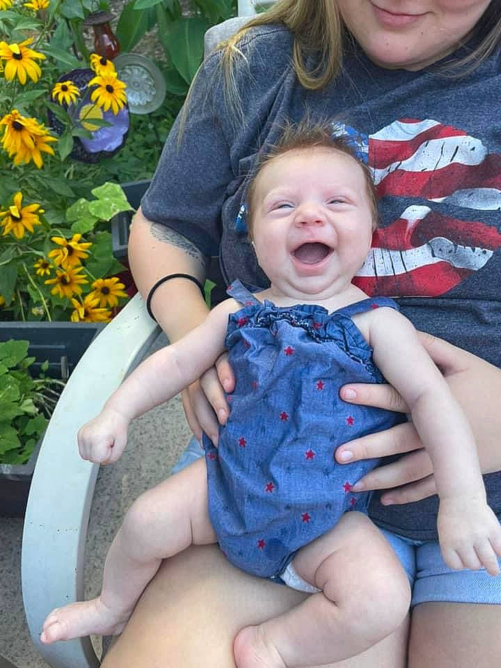 Oaklee joined the competition — help win amazing prizes! baby, baby_toddler_clothing, blue, eye, face, facial_expression, fun, grass, happy, head, iris, leg, organ, people_in_nature, person, photograph, plant, skin, smile, thigh