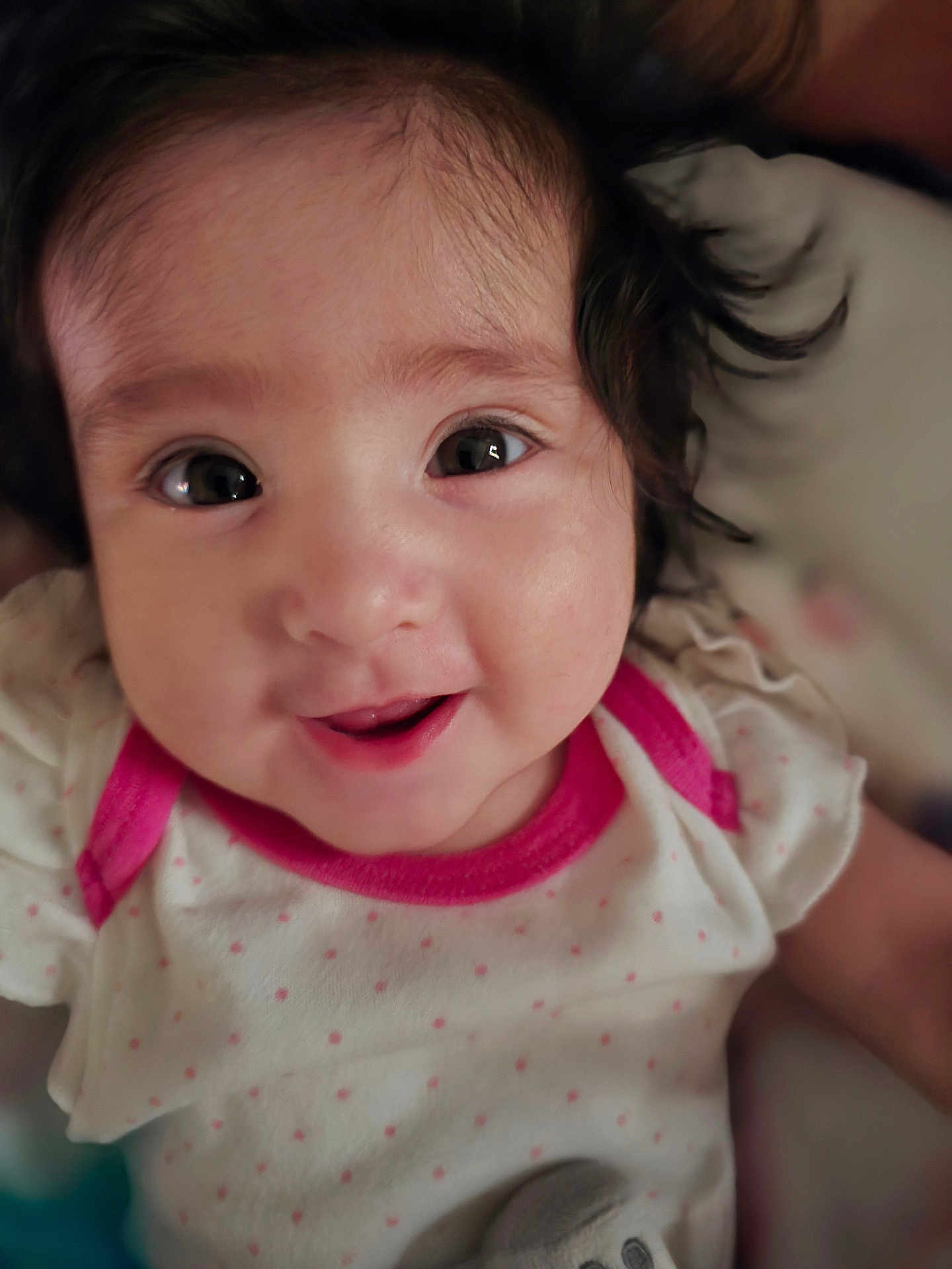 Renata joined the competition — help win amazing prizes! baby, infant, face, smile, eyes, cute, child, pink, white, clothing, portrait, closeup, adorable, happy, young, skin, hair, expression, person, indoors