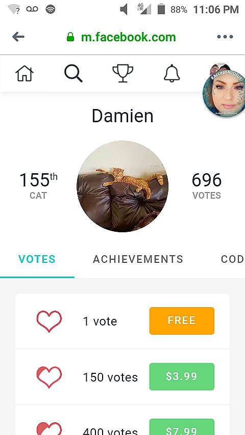 Damien is registered to the contest to win money with this photo: font, headwear, person, screenshot
