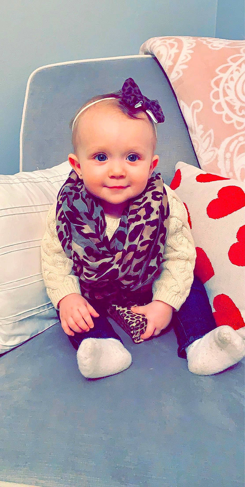 Alyse is registered to the contest to win money with this photo: baby, baby_products, baby_toddler_clothing, cheek, child, head, joy, person, pink, product, purple, skin, toddler