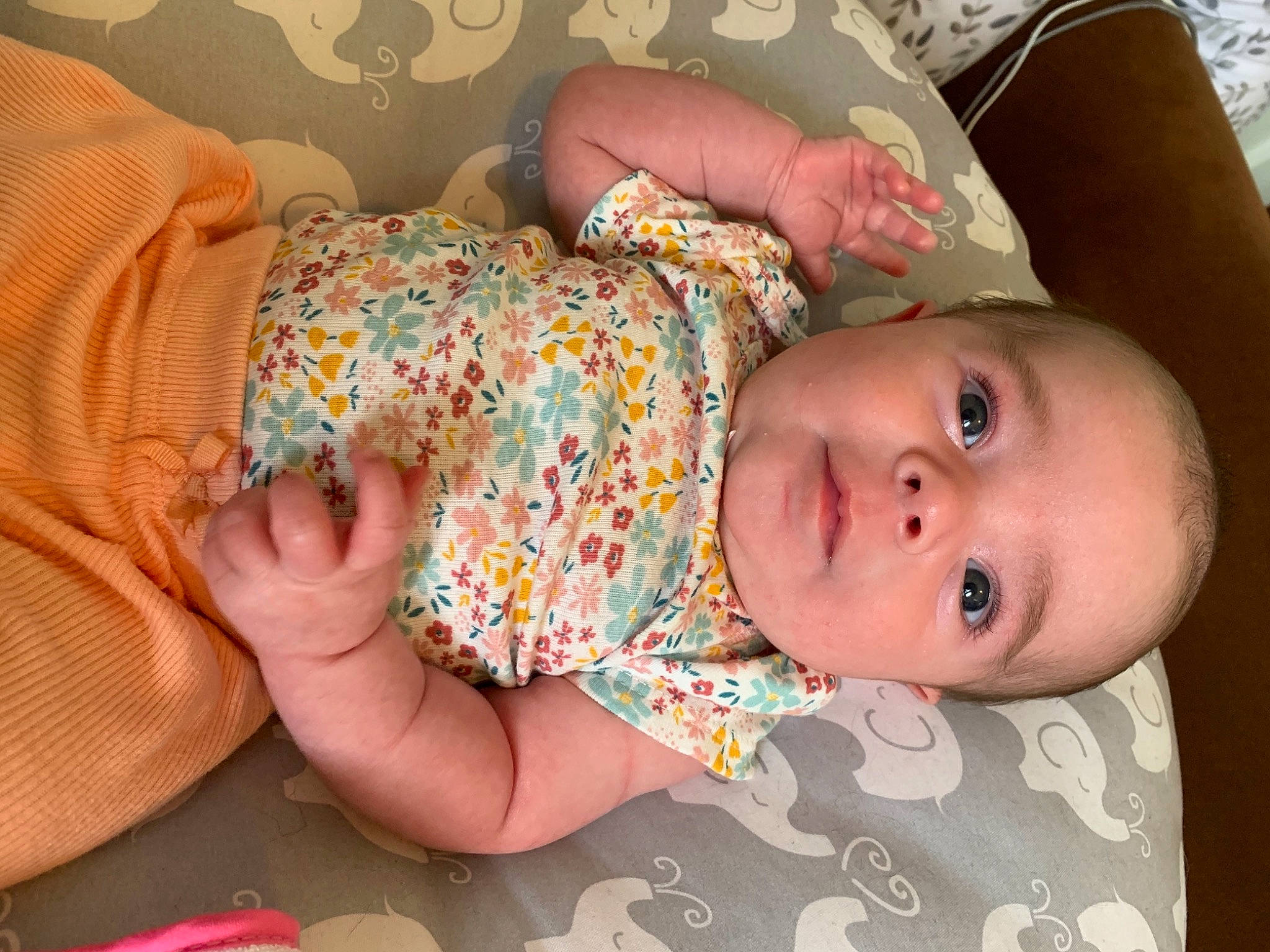 Luna is registered to the contest to win money with this photo: baby, baby_products, baby_toddler_clothing, cheek, child, comfort, eye, finger, hand, head, iris, lip, mouth, nail, nose, pattern, person, skin, sleeve, thumb
