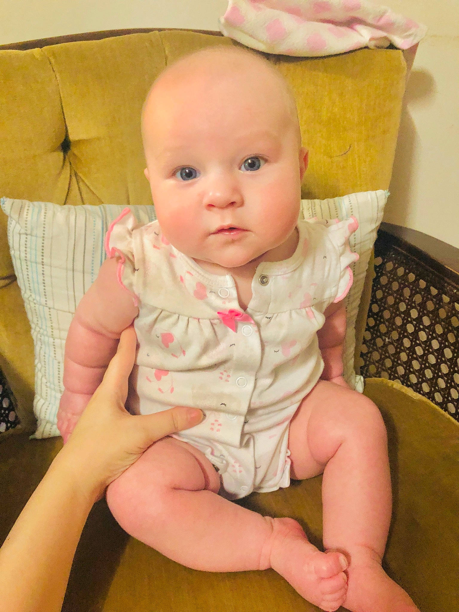 Madison is registered to the contest to win money with this photo: abdomen, baby, baby_toddler_clothing, cheek, chest, child, comfort, eye, fun, head, human_body, human_leg, knee, lap, person, sitting, skin, stomach, thigh, toddler