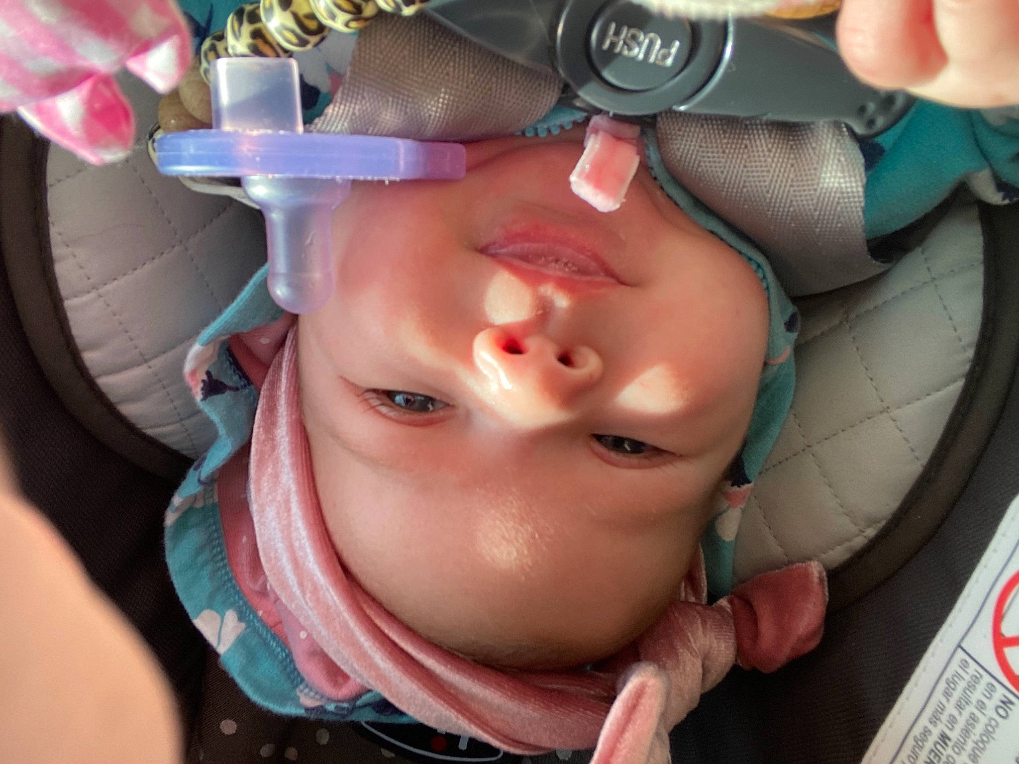 Thea is registered to the contest to win money with this photo: baby, cheek, ear, eye, eyebrow, eyelash, finger, fun, glasses, hairstyle, happy, hat, headgear, headwear, iris, lip, mouth, nose, person, pink