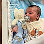 Kayden participe au concours pour gagner de l'argent avec cette photo : baby, crib, pacifier, teddy_bear, blue_blanket, knitted_blanket, infant, cute, sleepwear, fox_design, soft_toy, newborn, bed, sleeping_area, person, indoor, child, blanket, cute_animal, comfort