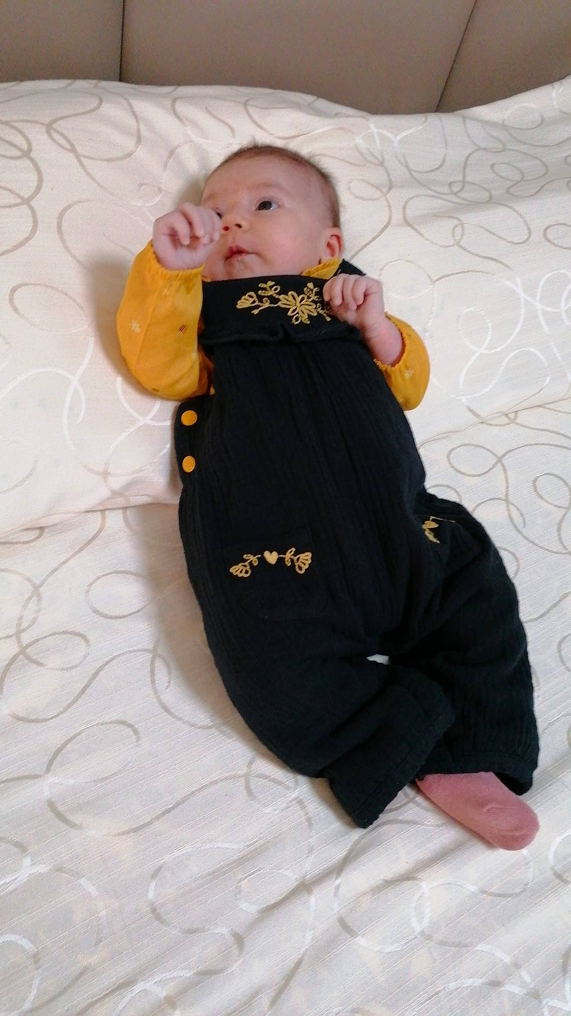 Kyara participe au concours pour gagner de l'argent avec cette photo : baby, baby_products, baby_toddler_clothing, cheek, child, comfort, dress, face, head, human_body, jacket, jeans, linens, outerwear, person, personal_protective_equipment, sitting, skin, sleeve, t_shirt