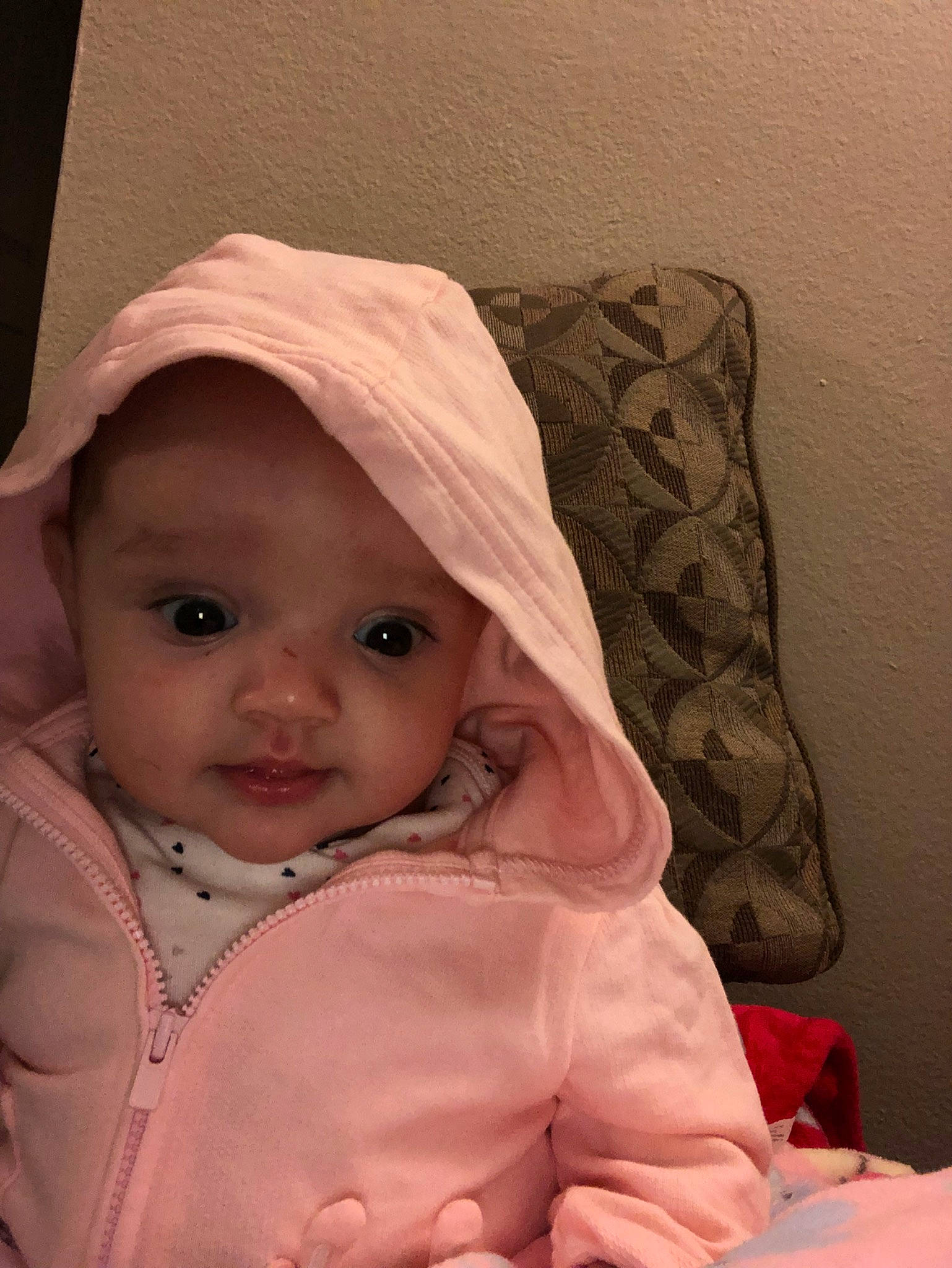 Rylie is registered to the contest to win money with this photo: baby, cheek, child, person, pink, skin, toddler