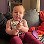 Marvin joined the competition — help win amazing prizes! toddler, child, red_hair, indoor, couch, blanket, comb, hairbrush, purple, clothing, sitting, face, feet, furniture, curtain, shelf, toy, relaxed, home, casual