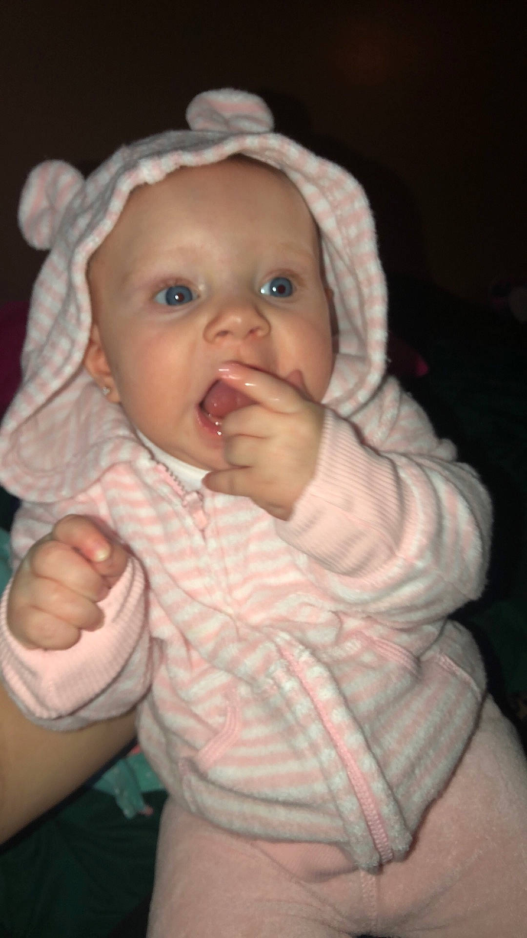 Kinsley joined the competition — help win amazing prizes! cheek, child, chin, ear, eye, face, finger, girl, hand, head, human_hair_color, infant, iris, lip, mouth, nose, person, pink, product, skin