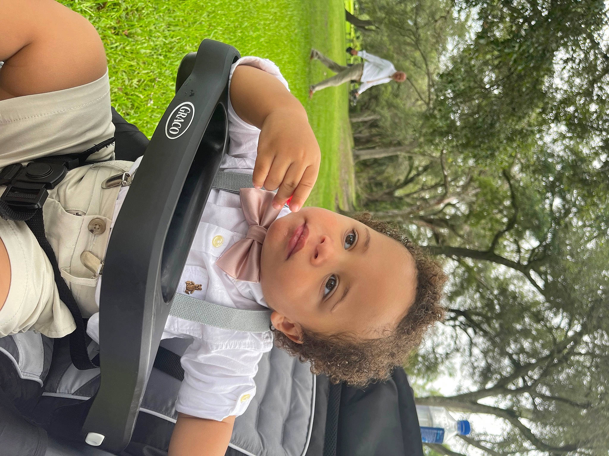 Asher joined the competition — help win amazing prizes! audio_equipment, auto_part, baby_carriage, baby_products, child, eyewear, fashion_accessory, fun, gesture, grass, happy, leisure, people, person, personal_protective_equipment, recreation, sports_gear, toddler, tree, vacation