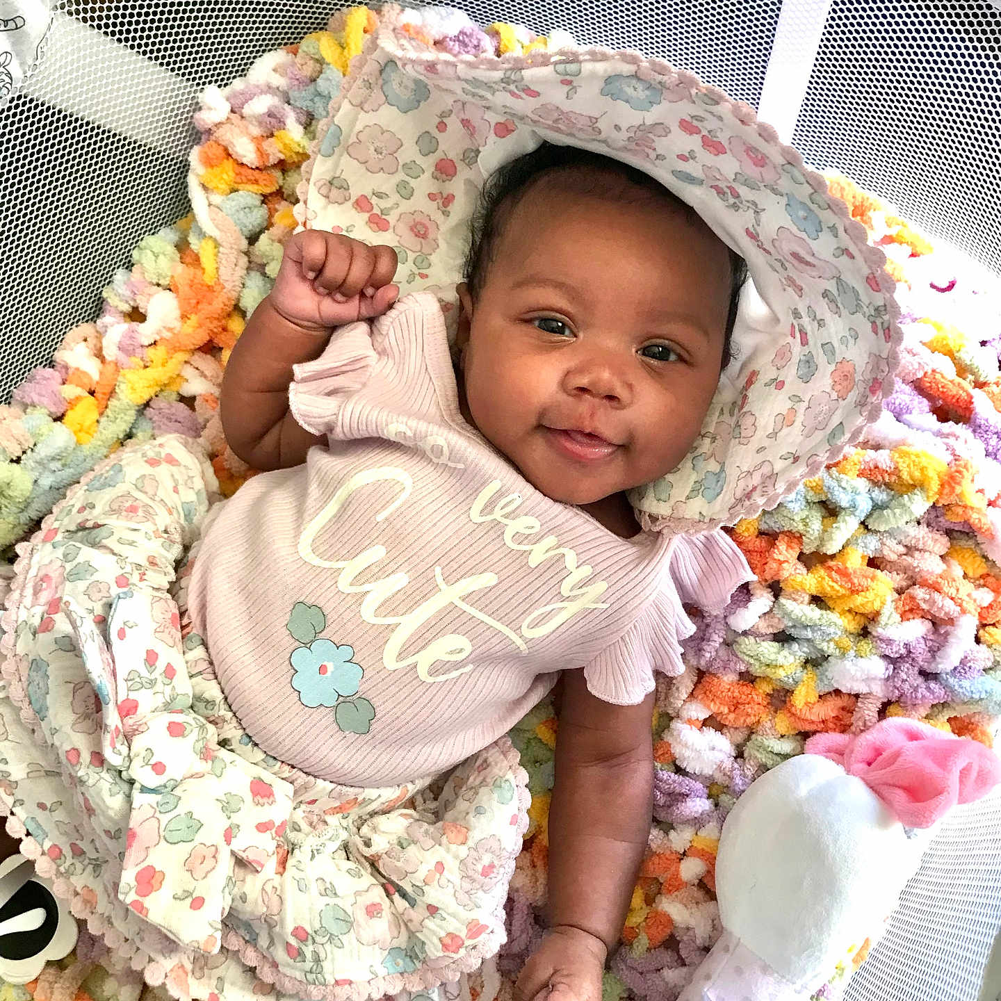 Aulani Mulann joined the competition — help win amazing prizes! baby, bed, blanket, bonnet, cap, clothing, cradle, crib, cushion, dress, face, furniture, hat, head, homedecor, infantbed, newborn, person, photography, portrait