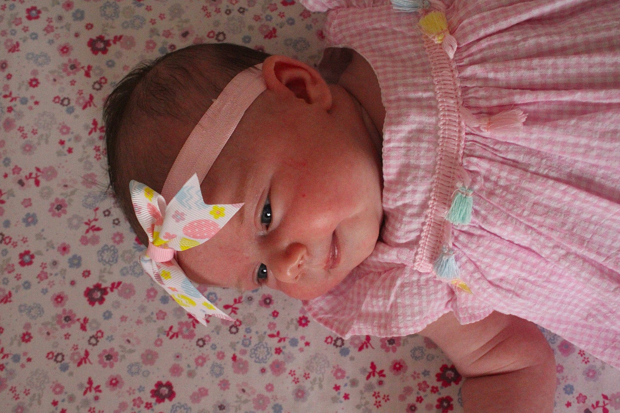 Calliope joined the competition — help win amazing prizes! baby, baby_products, baby_toddler_clothing, bedtime, cheek, child, comfort, eyebrow, flower, headwear, iris, linens, lip, nap, nose, peach, person, petal, pink, skin