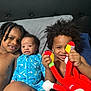 Jaciere is registered to the contest to win money with this photo: child, children, baby, smiling, bed, toy, plush_toy, blue_onesie, hair, happy, indoor, portrait, candid, family, sibling, cute, skin, face, expression, relaxed