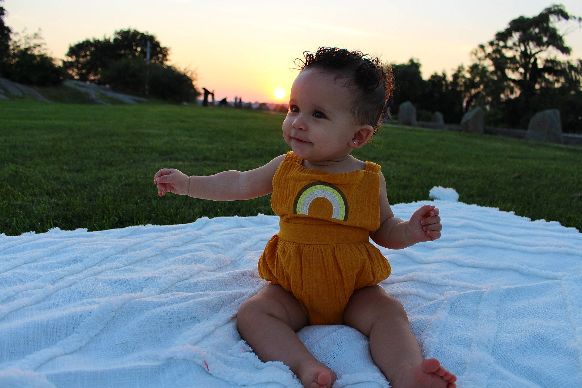 Xyla joined the competition — help win amazing prizes! baby, baby_toddler_clothing, dress, face, flash_photography, fun, grass, happy, head, leaf, leisure, people_in_nature, person, plant, skin, sky, sleeve, summer, sunlight, toddler