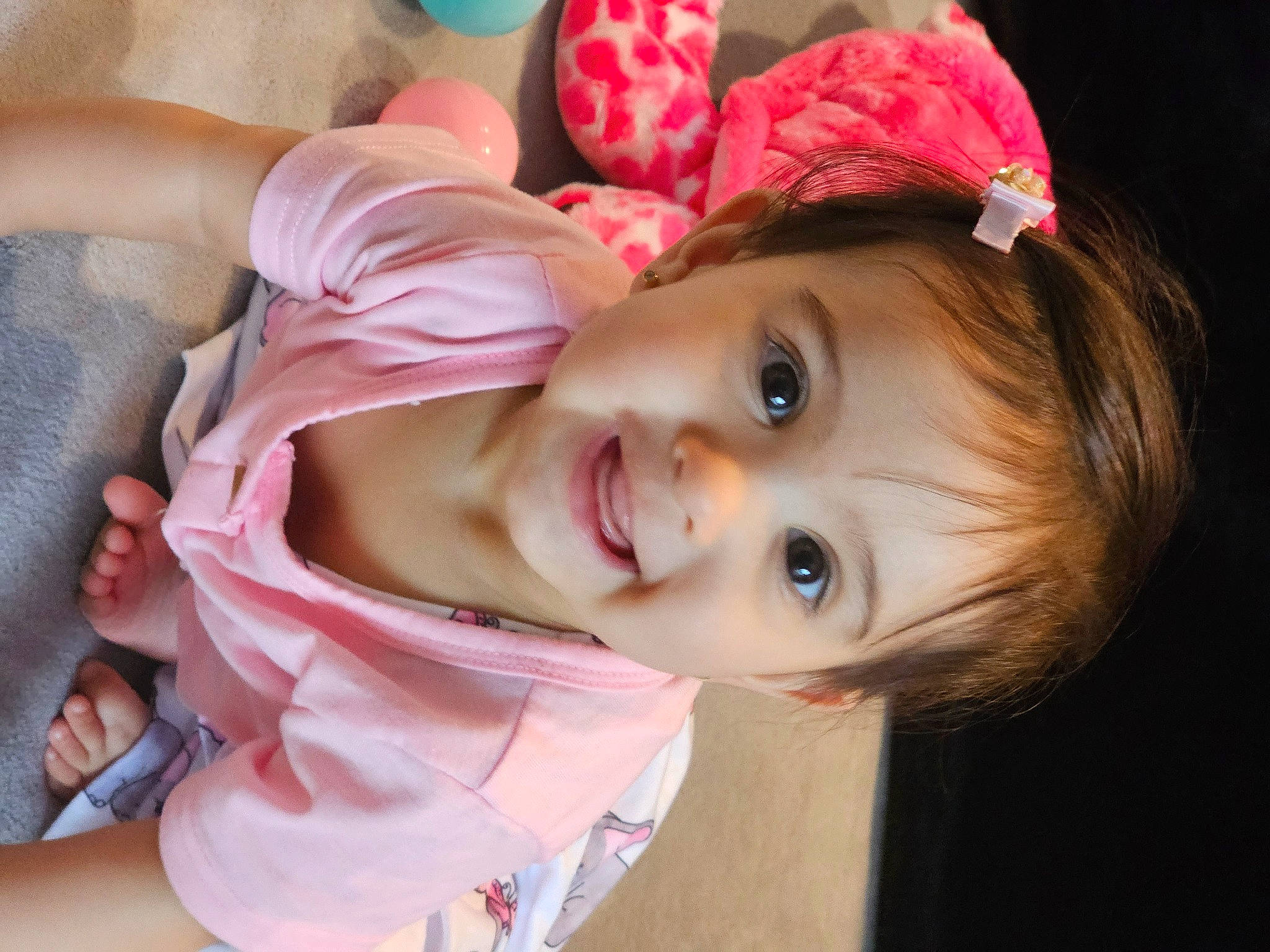 Kyra joined the competition — help win amazing prizes! baby, baby_toddler_clothing, cheek, child, eye, eyebrow, fashion_accessory, flash_photography, fun, happy, hat, iris, joy, lip, nose, person, pink, skin, sleeve, smile