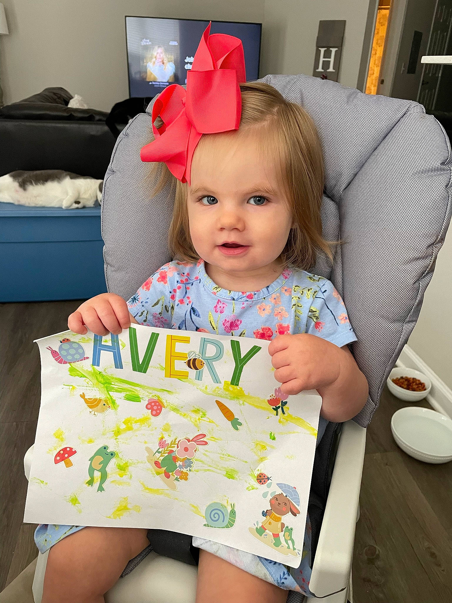 Avery joined the competition — help win amazing prizes! baby, baby_toddler_clothing, birthday, chair, child, costume_hat, couch, event, fun, happy, magenta, party_supply, pattern, person, picture_frame, pink, plate, room, sitting, t_shirt