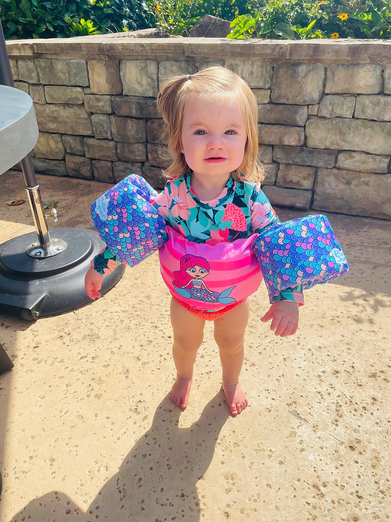 Avery joined the competition — help win amazing prizes! baby_toddler_clothing, child, electric_blue, fun, grass, hair, happy, human_leg, leisure, people_in_nature, person, public_space, recreation, sitting, smile, standing, t_shirt, toddler, tree, water