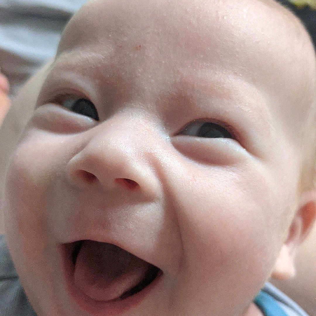 Everett joined the competition — help win amazing prizes! baby, babylaughing, bodypart, face, happy, head, laughing, mouth, newborn, person, photography, portrait, selfie, smile, teeth