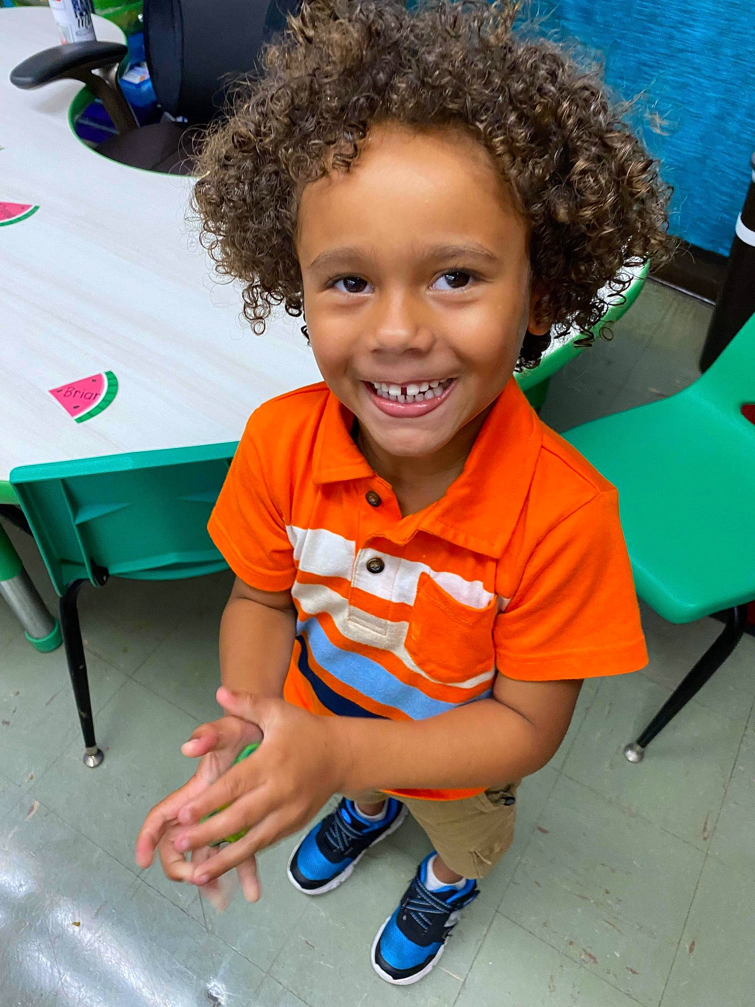Xyler joined the competition — help win amazing prizes! afro, black, blue, chair, child, fun, hair, hairstyle, happy, jheri_curl, joy, leisure, person, ringlet, shorts, skin, smile, snapshot, summer, t_shirt