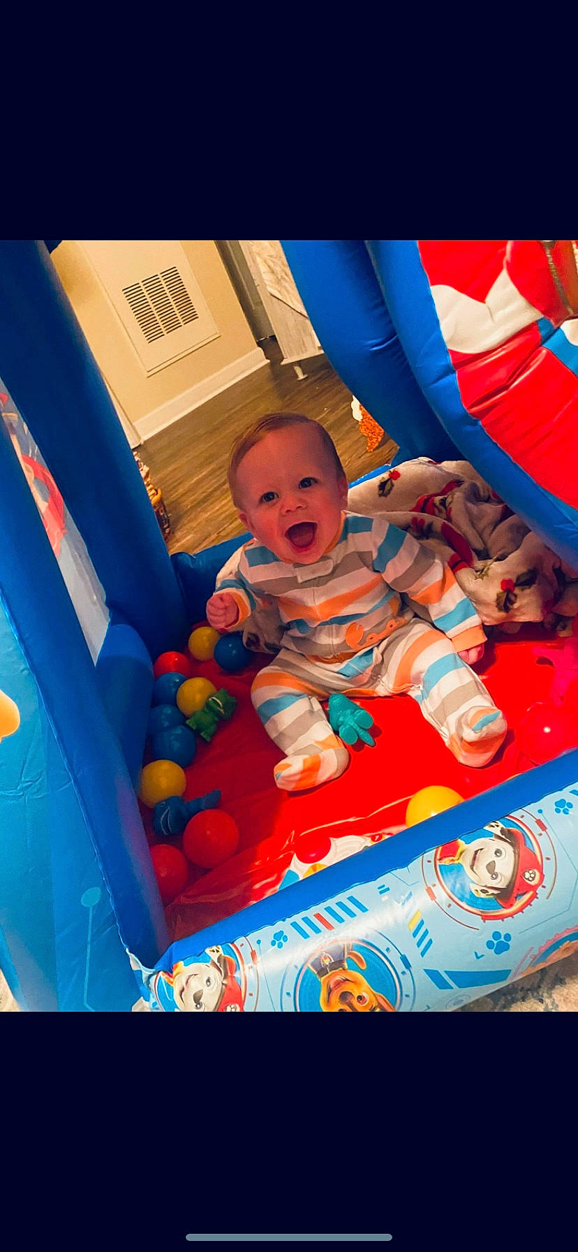 Waylon joined the competition — help win amazing prizes! baby, baby_playing_with_toys, baby_products, baby_toddler_clothing, baby_toys, blue, child, comfort, electric_blue, fun, games, happy, leisure, orange, person, play, product, recreation, smile, toddler