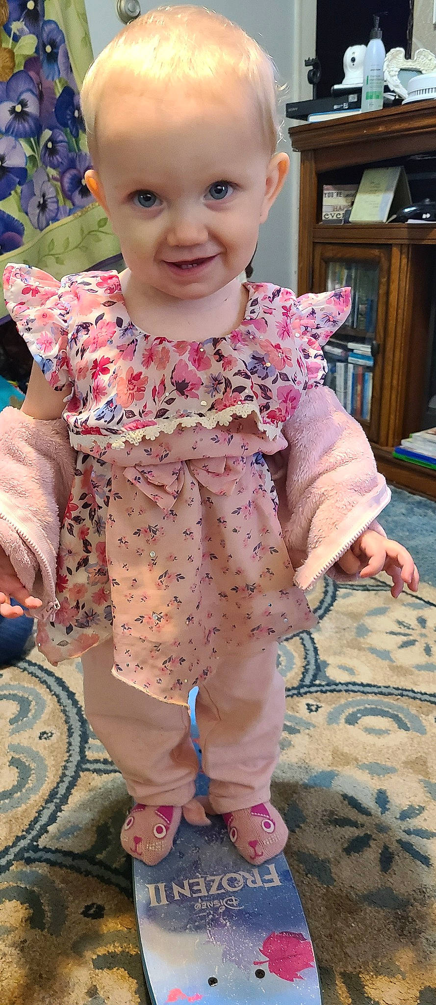 Lilyanna joined the competition — help win amazing prizes! baby_toddler_clothing, cheek, child, fashion_accessory, joy, pattern, person, pink, skin, sleeve, smile, textile, toddler