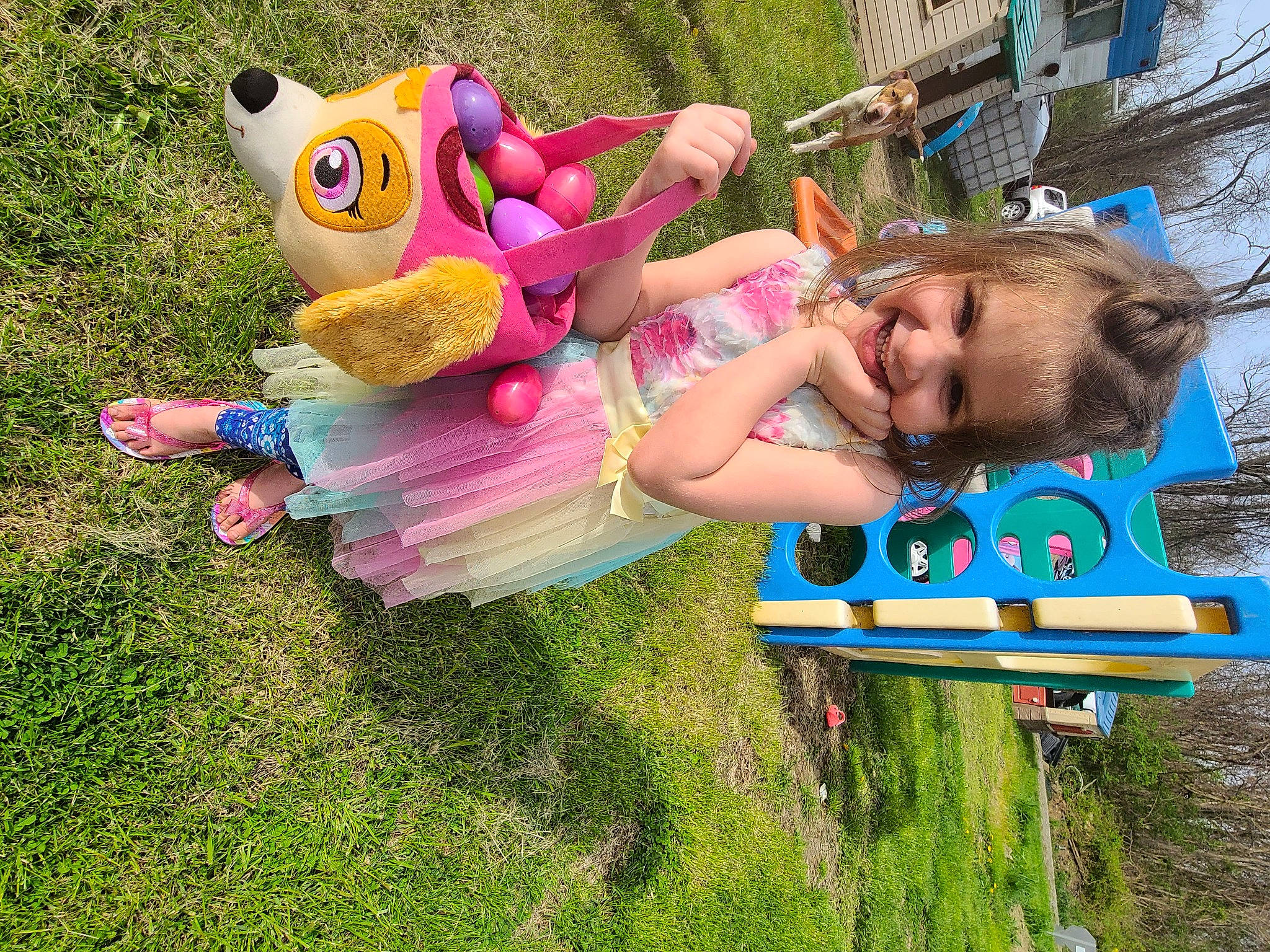 Arianna joined the competition — help win amazing prizes! child, fawn, fun, grass, happy, joy, leisure, person, pink, plant, play, playground, plush, recreation, spring, stuffed_toy, summer, toy, tree, vacation