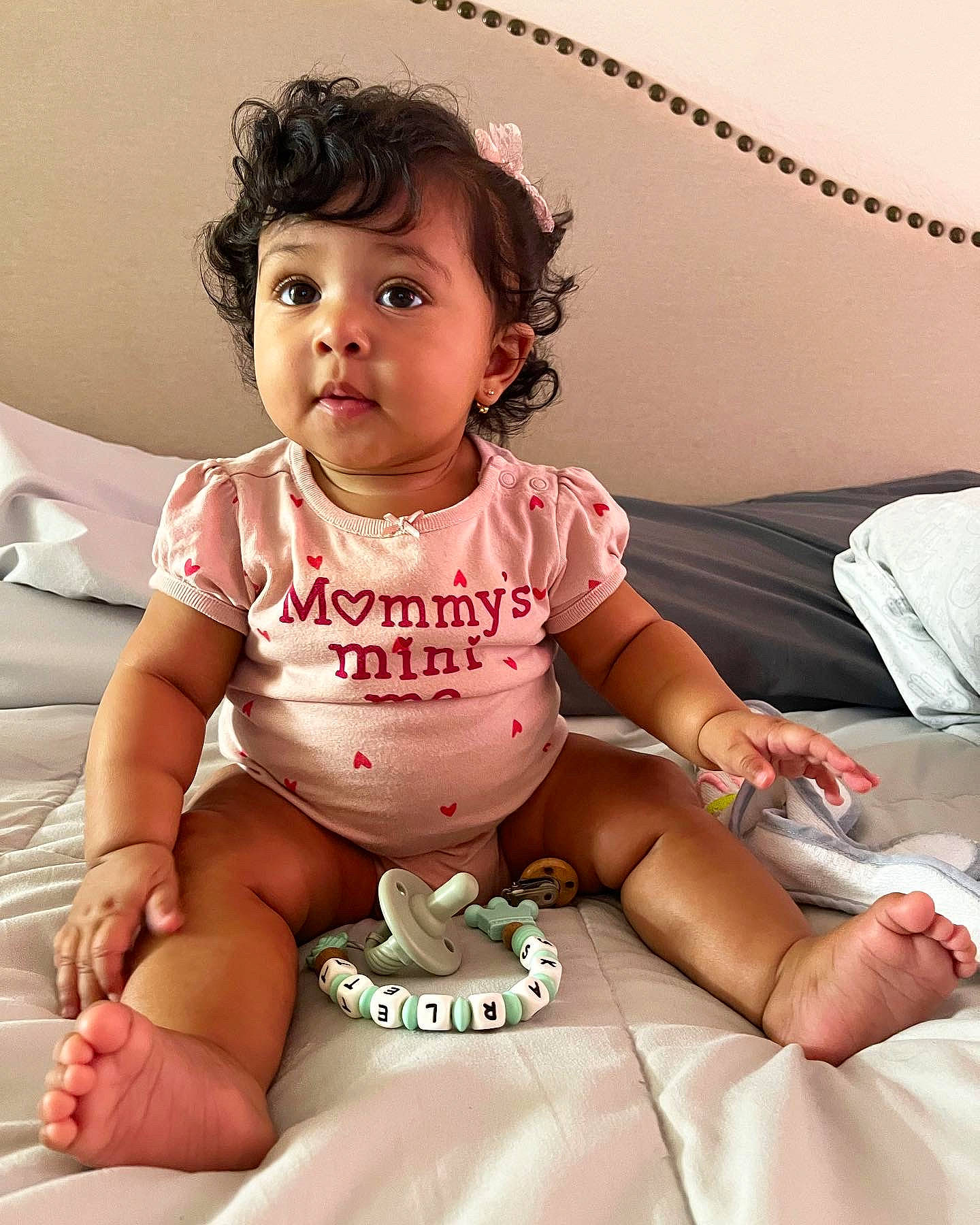 Skarlett joined the competition — help win amazing prizes! baby_toddler_clothing, cheek, chin, comfort, finger, fun, happy, human, joint, knee, leg, lip, mouth, neck, people, person, pink, skin, sleeve, surprise