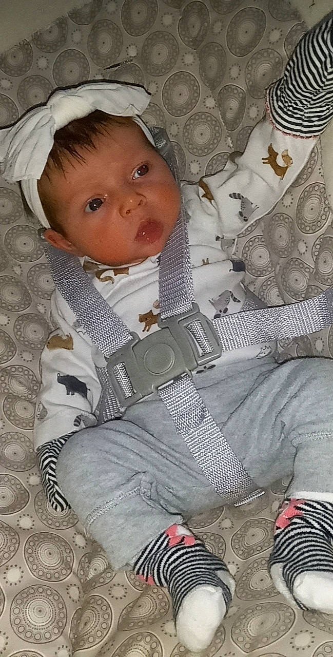 Evelynn is registered to the contest to win money with this photo: art, baby, baby_products, baby_toddler_clothing, cheek, child, comfort, linens, pattern, person, portrait_photography, room, sitting, skin, sleeve, textile, toddler, vintage_clothing, white, wool