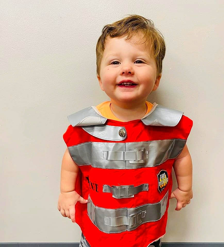 Aspen joined the competition — help win amazing prizes! baby_toddler_clothing, carmine, cheek, collar, electric_blue, fashion_design, fun, gesture, happy, human_body, joy, neck, pattern, person, personal_protective_equipment, sleeve, smile, t_shirt, toddler, trunk