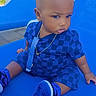 Ja'Majesty joined the competition — help win amazing prizes! baby, blue, chair, checkered_clothing, child, cute, earrings, expression, fashion, footwear, leisure, necklace, outdoor, person, portrait, sitting, sneakers, summer, sunlight, young_child