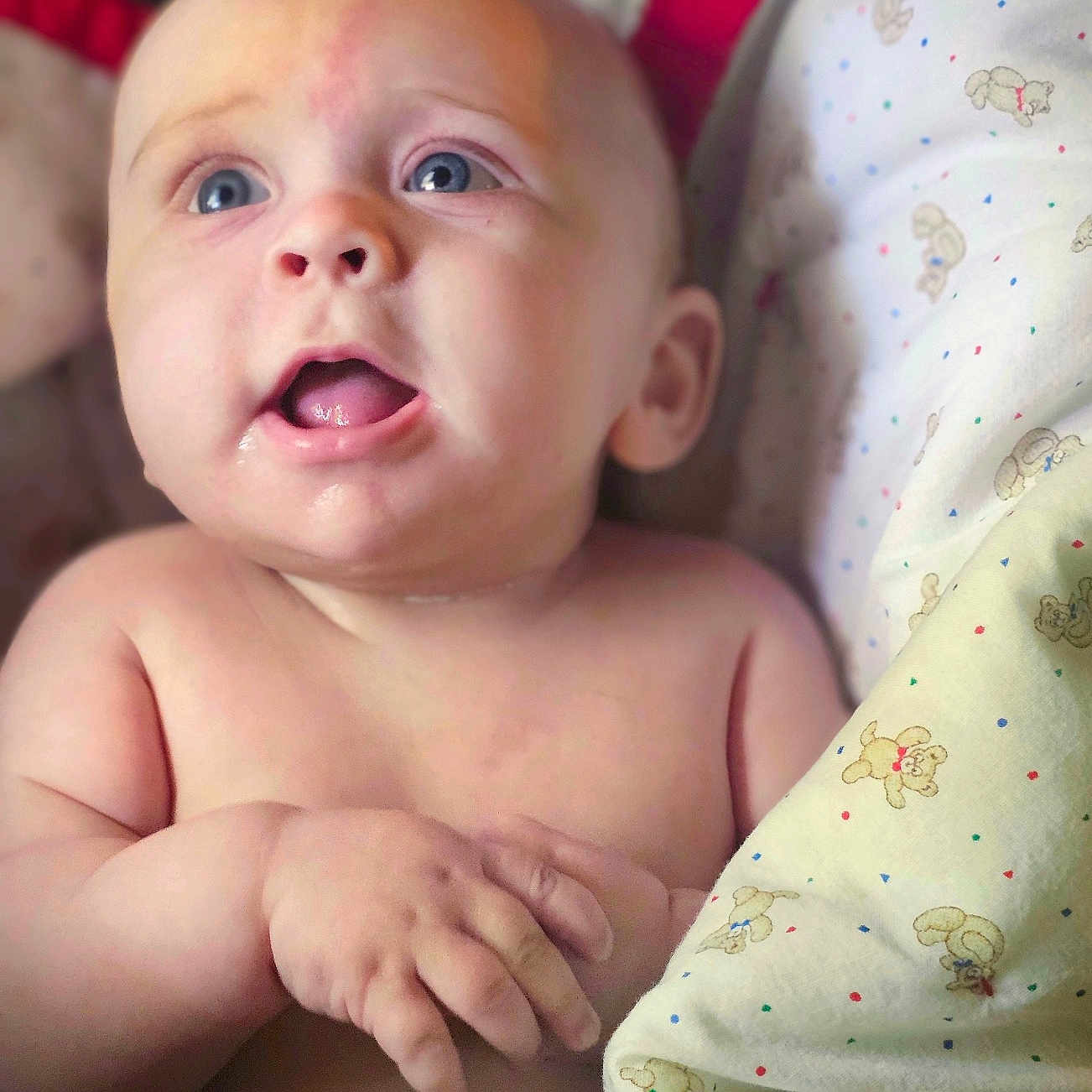 Evander is registered to the contest to win money with this photo: architecture, baby, bed, blanket, bodypart, building, cushion, face, finger, furniture, hand, happy, head, hospital, newborn, person, photography, portrait, quilt, smile