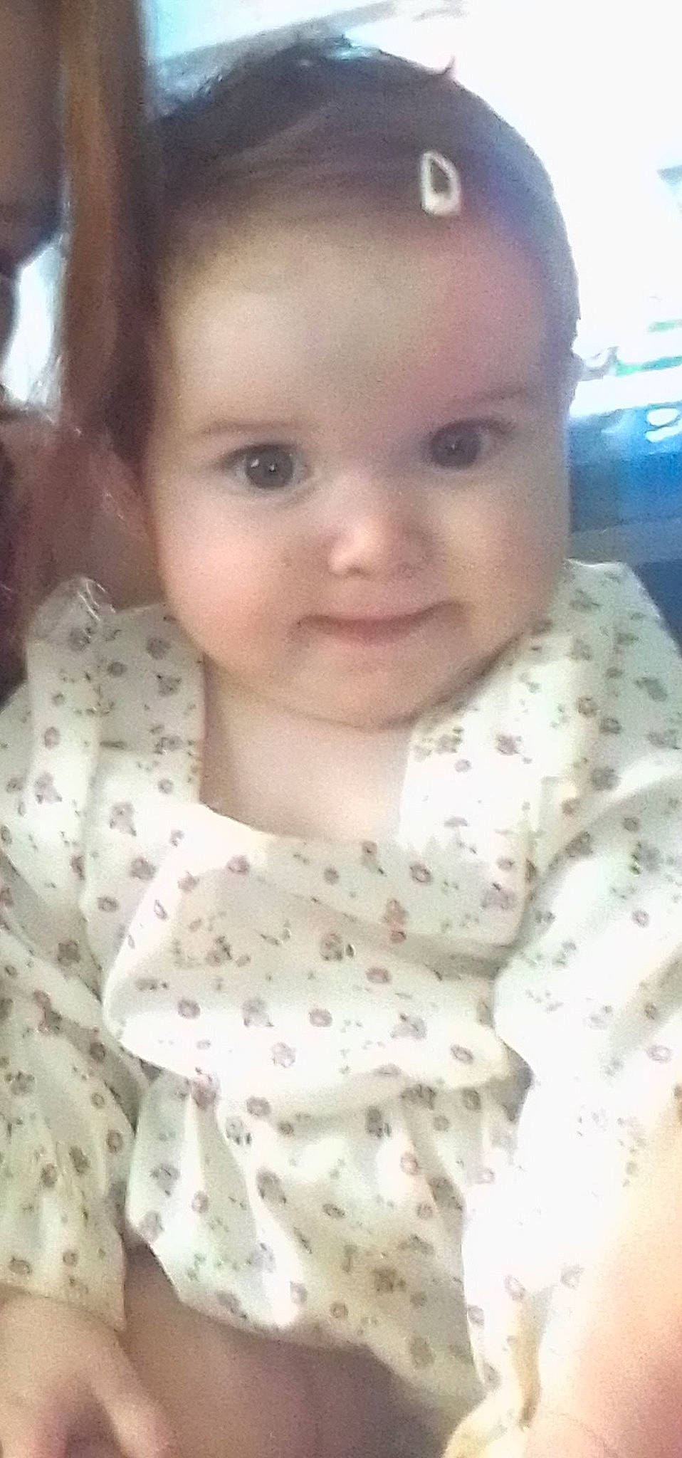 Joslyn joined the competition — help win amazing prizes! baby, baby_toddler_clothing, cheek, chest, child, collar, eyebrow, eyelash, happy, iris, joy, linens, lip, nose, pattern, person, portrait_photography, skin, sleeve, smile