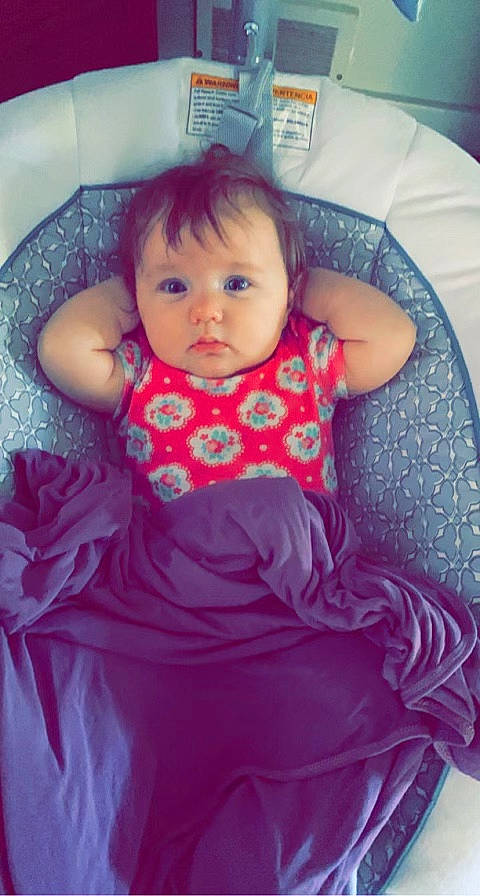 Coraline joined the competition — help win amazing prizes! arm, baby, baby_toddler_clothing, cheek, comfort, dress, hair, hairstyle, human_body, iris, leg, lip, neck, one_piece_garment, person, pink, purple, shoulder, skin, sleeve